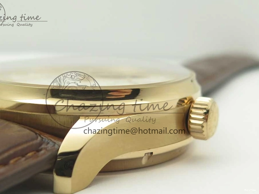 MIROTIME 1222 Portuguese Tourbillon IW504602 RG ZF Best Edition White Dial on Brown Leather Strap Stretchable 7178